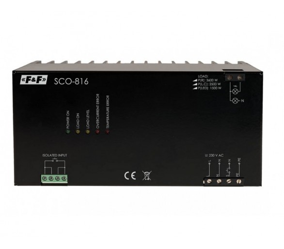 SCO-816 Ściemniacz do odbiorników dużej mocy 3500W, zasilanie 230V AC 8-230V AC/DC F&F