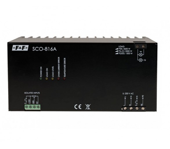 SCO-816A Ściemniacz do odbiorników dużej mocy 3500W, zasilanie 230V z wejściem analogowym 1-10V F&F