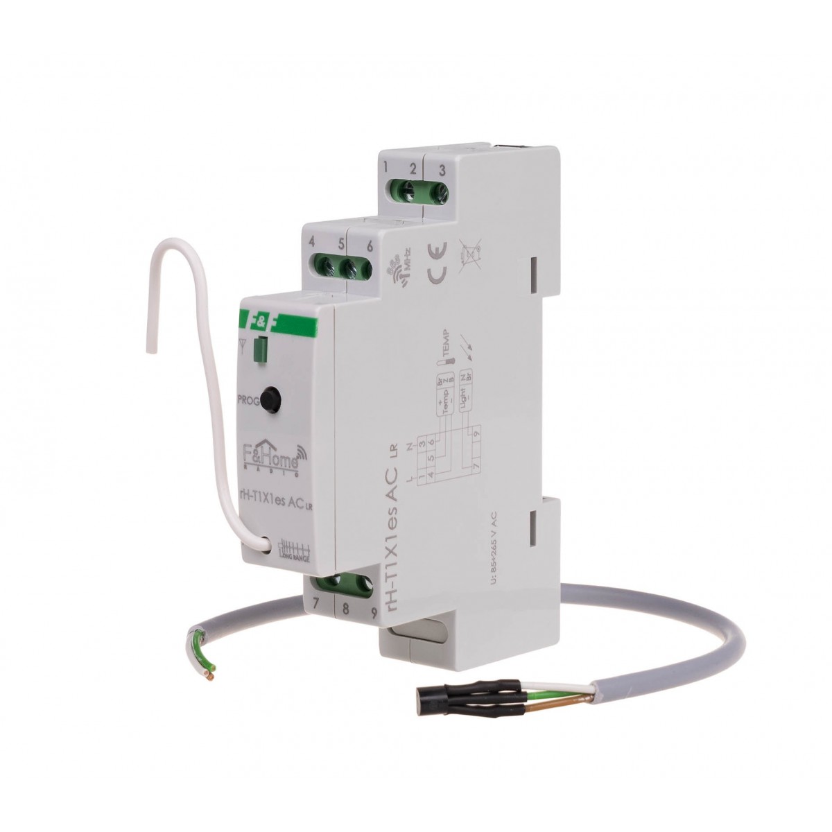 rH-T1X1es-AC-LR Moduł radiowy czujnika jasności/temperatury, montaż na szynie DIN F&F