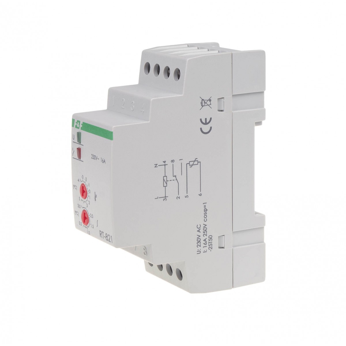 RT-821B regulator temperatury - zakres temperatur -4-5°C - bez sondy montaz na szynie DIN, styk: 1NO/NC 230V AC F&F