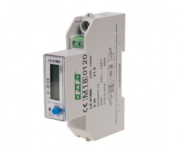 LE-01MR Licznik energii elektrycznej - jednofazowy, RS-485, LCD, 100A, rejestracja parametrów sieci U, I, F, P, Q, AE+, RE+ F&F