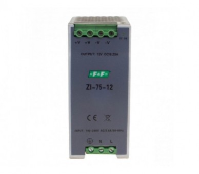 ZI-75-12V zasialacz impulsowy przemysłowy nap. wej. 90-264V AC/120-370V DC, P75W nap. Wyj. 12V DC F&F