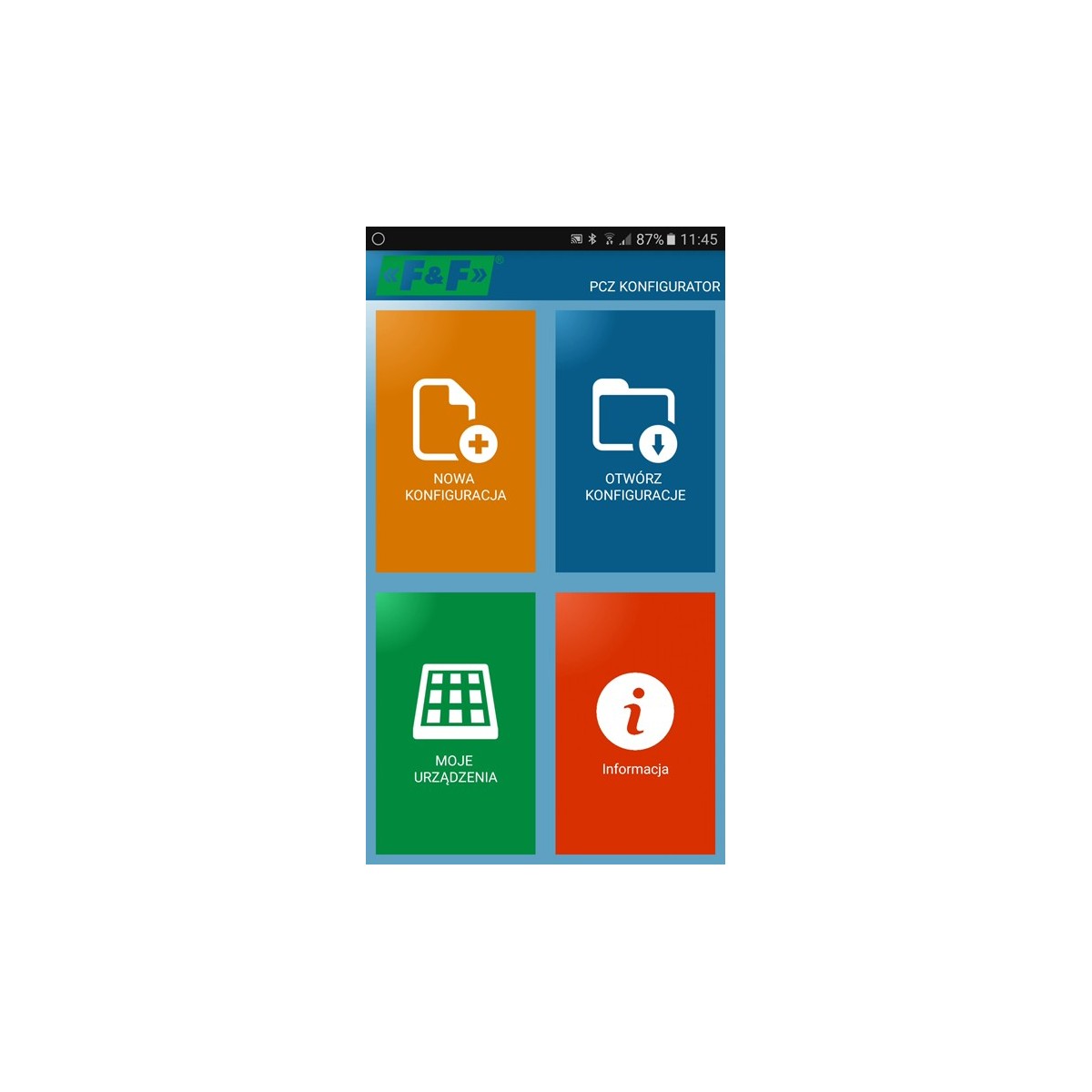 PCZ Konfigurator Aplikacja mobilna - konfigurator do zegarów z funkcją NFC dostępna na Google Play F&F