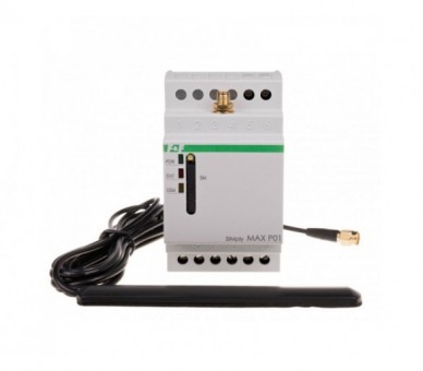 SIMplyMAX-P04 przekaźnik zdalnego sterowania GSM (SMS), 4xWY, 4xWE, załącz/wyłącz/powiadom, 230V AC, 4x1NO, montaż na szynie DIN F&F