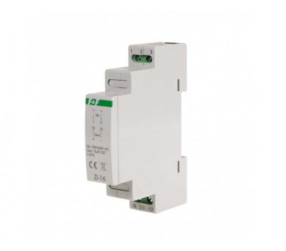 ZI-16 Zasilacz impulsowy 12W, 13,5V DC, nap. zas. 100-230V, do montażu na szynie DIN F&F