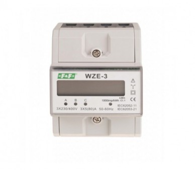 WZE-3 Trójfazowy licznik zużycia energii 80A, MID F&F