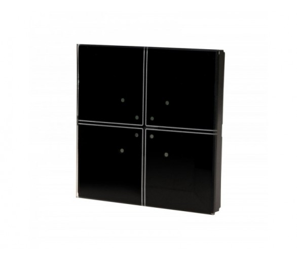 GS2-AC-R-B Szklany przycisk dotykowy 2-przyciskowy do instalacji tradycyjnych 230V z odbiornikami dużej mocy, czarny F&F