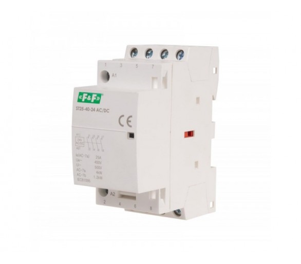 ST25-40-24ACDC Stycznik modułowy, montaż na szynie, styki 4xNO, 25A, 24V DC F&F