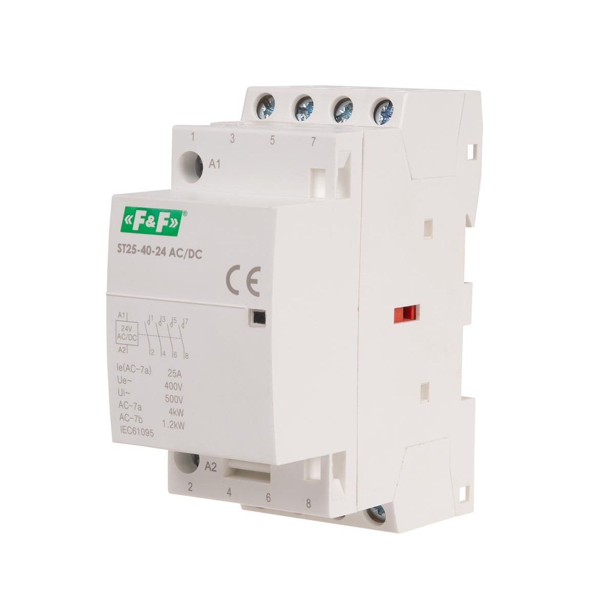 ST25-40-24ACDC Stycznik modułowy, montaż na szynie, styki 4xNO, 25A, 24V DC F&F