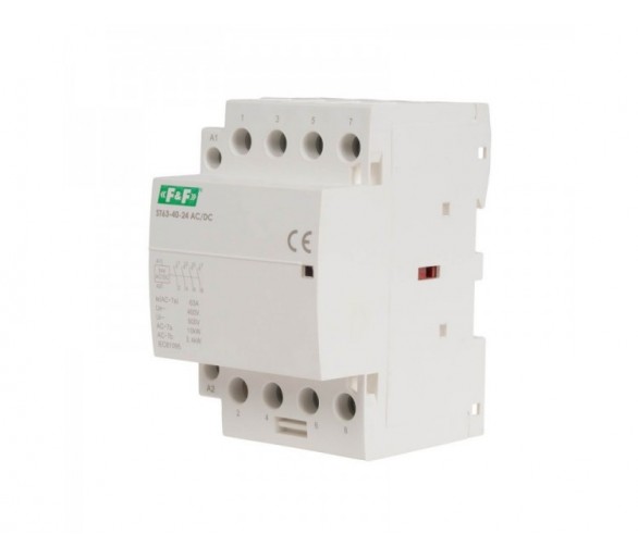 ST63-40-24ACDC Stycznik modułowy, montaż na szynie, styki 4xNO, 63A, 24V DC F&F