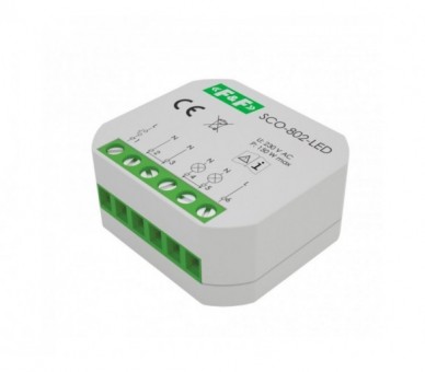 SCO-802-LED Ściemniacz oświetlenia SCO-802-LED do źródeł światła LED, z pamięcią ustawień natężenia oświetlenia, z funkcją Softstart. F&F