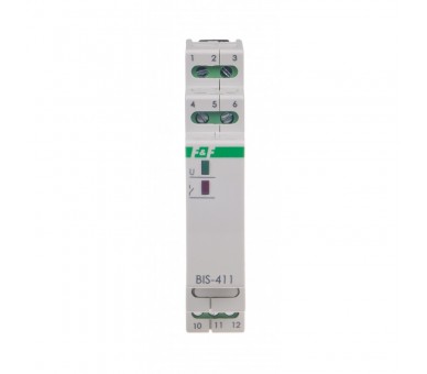 BIS-411-LED-24V Przekaźnik bistabilny 9-30 V AC/DC, na szynę DIN, z przekaźnikiem inrush 160A/20ms F&F