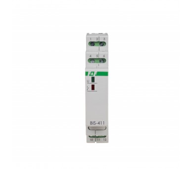 BIS-411M-LED Przekaźnik bistabilny z pamięcią, montaż na szynie DIN, 230V, z przekaźnikiem inrush 160A/20ms F&F