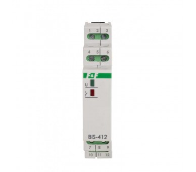 BIS-412M-LED Przekaźnik bistabilny grupowy z pamięcią, na szynę DIN, 230V, z przekaźnikiem inrush 160A/20ms F&F