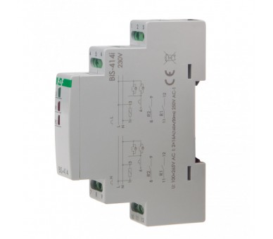BIS-414-LED Przekaźnik bistabilny, sekwencyjny, na szynę DIN, z przekaźnikiem inrush 160A/20ms F&F