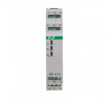BIS-414-LED Przekaźnik bistabilny, sekwencyjny, na szynę DIN, z przekaźnikiem inrush 160A/20ms F&F