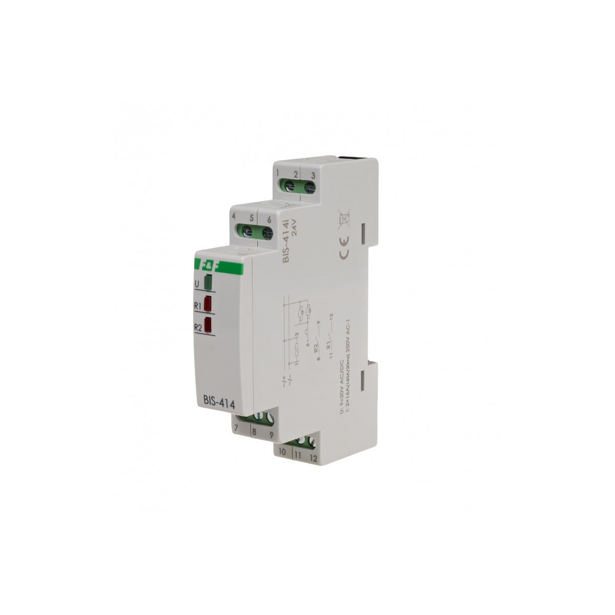 BIS-414-LED-24V Przekaźnik bistabilny, sekwencyjny 9-30 V AC/DC, na szynę DIN, z przekaźnikiem inrush 160A/20ms F&F