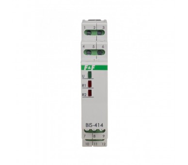 BIS-414-LED-24V Przekaźnik bistabilny, sekwencyjny 9-30 V AC/DC, na szynę DIN, z przekaźnikiem inrush 160A/20ms F&F