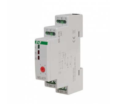 BIS-419-LED-24V Przekaźnik bistabilny 9-30 V AC/DC, 4 funkcyjny, DIN, dwa obwody sterowania, z przekaźnikiem inrush 160A/20ms F&F