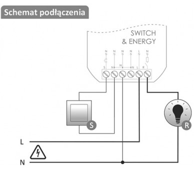 SWITCH & ENERGY pojedynczy przekaźnik 230 V z funkcją monitorowania parametrów sieci