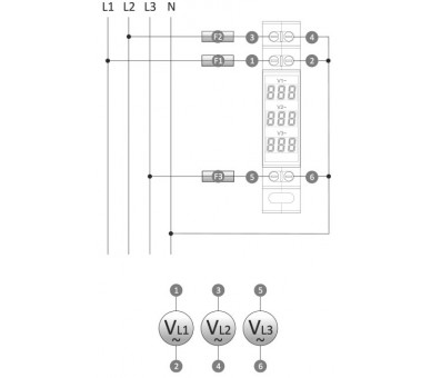 WNC-3 Modułowy wskaźnik napięcia - 3 fazowy, 3x woltomierz 80-500V LCD F&F