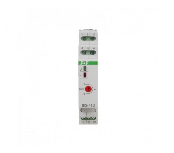 BIS-413M-24V Przekaźnik bistabilny z wyłącznikiem czasowym z pamięcią na szynę DIN, F&F