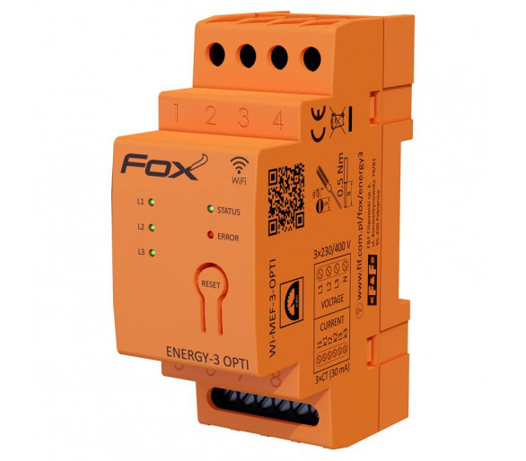 Monitor-licznik zużycia energii 3 fazowy - Energy-3-OPTI-40 fox