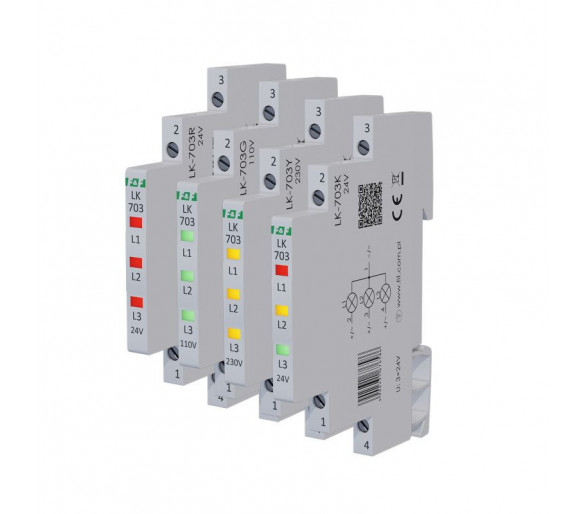 LK-703K Lampka kontrolna zasilania 1/3S 3xLED CZERWONA/ŻÓŁTA/ZIELONA F&F