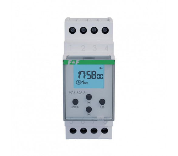 PCZ-528 Zegar sterujący PCZ-528.3 jest uniwersalnym zegarem programowalnym łączącym w sobie cechy zegara astronomicznego, tygodniowego oraz rocznego. F&F