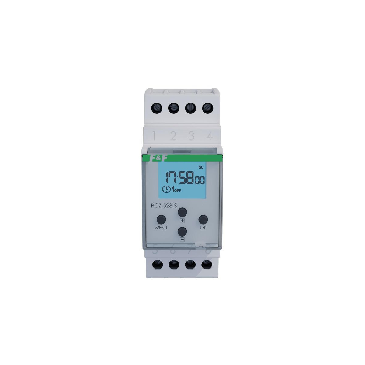 PCZ-528 Zegar sterujący PCZ-528.3 jest uniwersalnym zegarem programowalnym łączącym w sobie cechy zegara astronomicznego, tygodniowego oraz rocznego. F&F