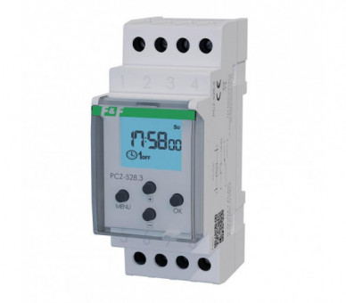 PCZ-528 Zegar sterujący PCZ-528.3 jest uniwersalnym zegarem programowalnym łączącym w sobie cechy zegara astronomicznego, tygodniowego oraz rocznego. F&F