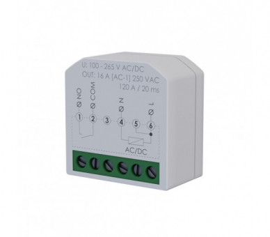PP-1Z-LED-Pico Miniaturowy przekaźnik elektromagnetyczny, 1Z 16A, montaż podtynkowy,U100-265V AC,styk:1Z 16A (120A/20ms) F&F