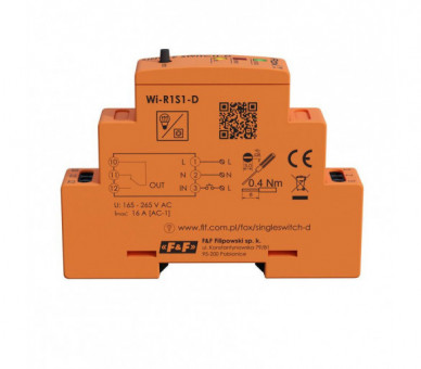 WI-R1S1-D SINGLE SWITCH Pojedynczy przekaźnik Wi-Fi 230V NA SZYNE DIN F&F