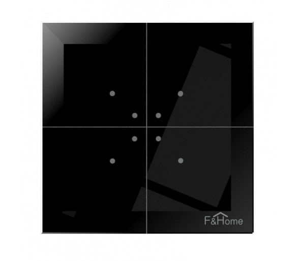 GS4-AC-T-B  Szklany przycisk dotykowy do instalacji tradycyjnych 230V z odbiornikami o małej mocy, czarny F&F