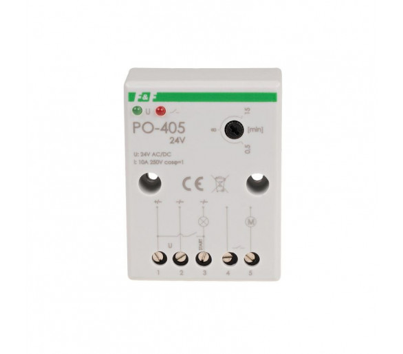 PO-405-24V Przekaźnik czasowy z opóźnionym odpadaniem 24V, montaż natablicowy F&F