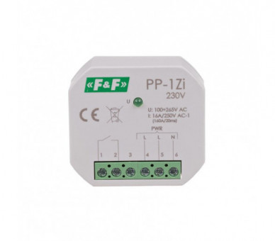 PP-1Z-LED-230V Przekaźnik elektromagnetyczny, 1Z 16A, montaż podtynkowy,U100-265V AC,styk:1Z 16A (160A/20ms) F&F
