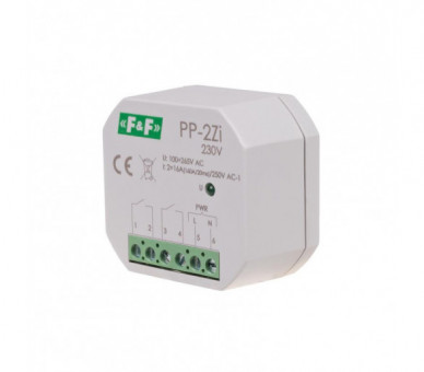 PP-2Z-LED-230V Przekaźnik elektromagnetyczny, 2Z 16A, montaż podtynkowy, U100-265V AC,styk:2Z 16A (160A/20ms) F&F