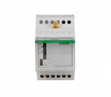 SIMplyMAX-P02-12V Przekaźnik zdalnego sterowania GSM (CLIP) 2xWY, 2xWE sterowanie bramą 12V 2NO/NC montaż na szynie DIN F&F