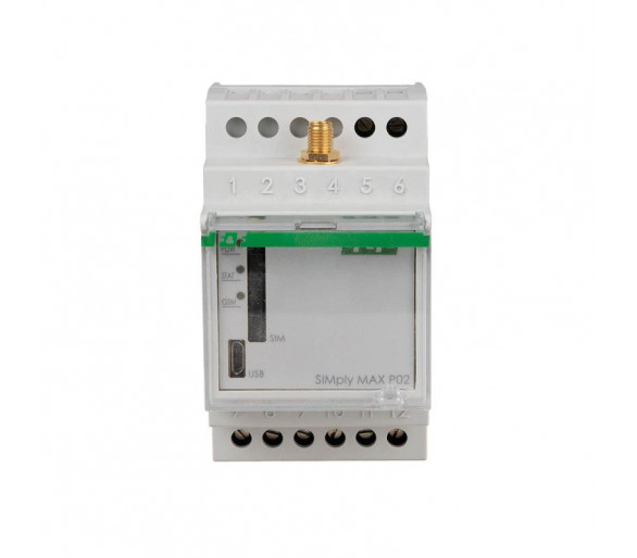 SimplyMAX-P05 Przekaźnik zdalnego sterowania GSM - licznik impulsów i czasu pracy / załącz-wyłącz / funkcja alarm, 230V, 1xNO F&F