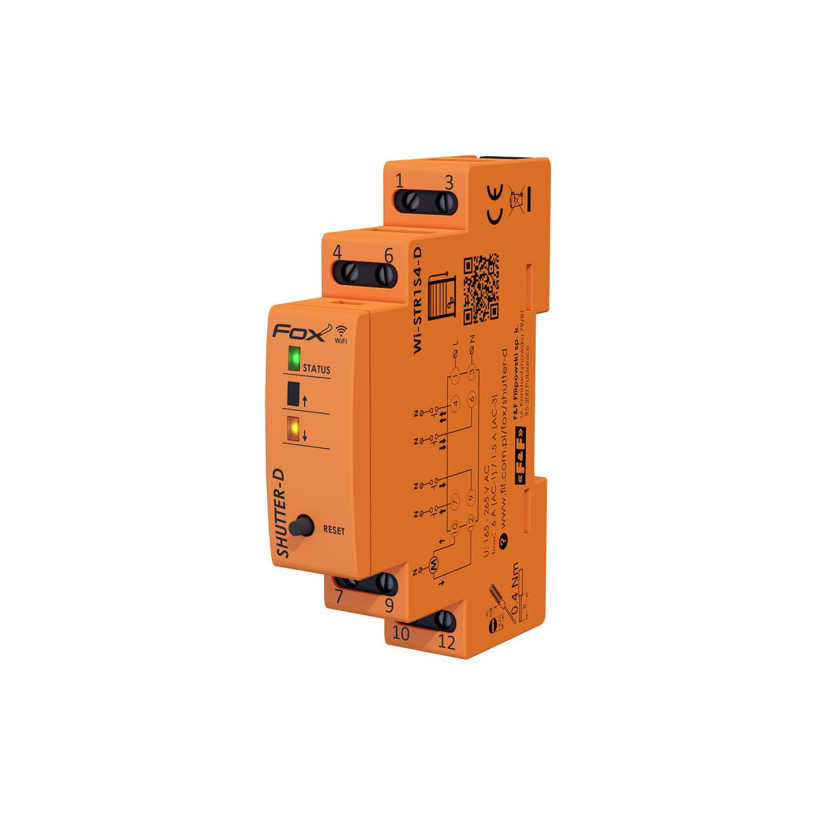 WI-STR1S4-D SHUTTER-D Sterownik do rolet WI-FI na szynę DIN, 230 V, obciążalność do 320 W F&F