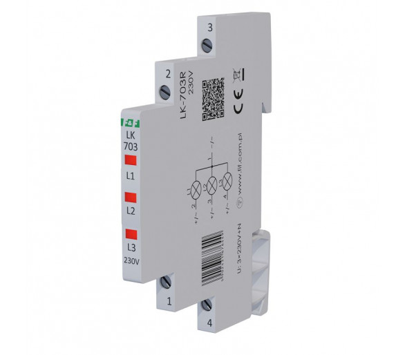 LK-703R Lampka kontrolna zasilania 1/3S 3xLED CZERWONA F&F