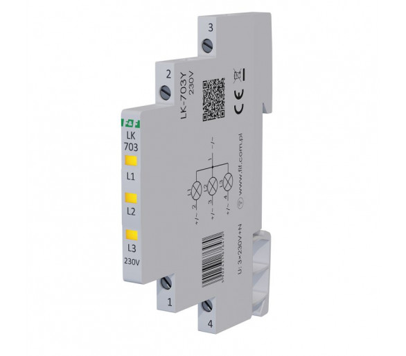 LK-703Y Lampka kontrolna zasilania 1/3S 3xLED ŻÓŁTA F&F