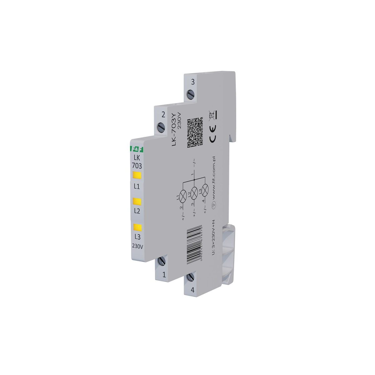 LK-703Y Lampka kontrolna zasilania 1/3S 3xLED ŻÓŁTA F&F
