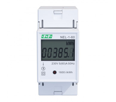 Wskaźnik zużycia energii elektrycznej 1-fazowy, 230 VAC, 60 A, 2 moduły F&F