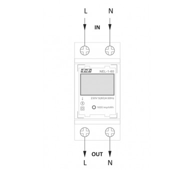 Wskaźnik zużycia energii elektrycznej 1-fazowy, 230 VAC, 60 A, 2 moduły F&F