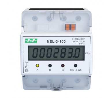 Wskaźnik zużycia energii elektrycznej 3-fazowy, 3x400 VAC, 100 A, 4 moduły