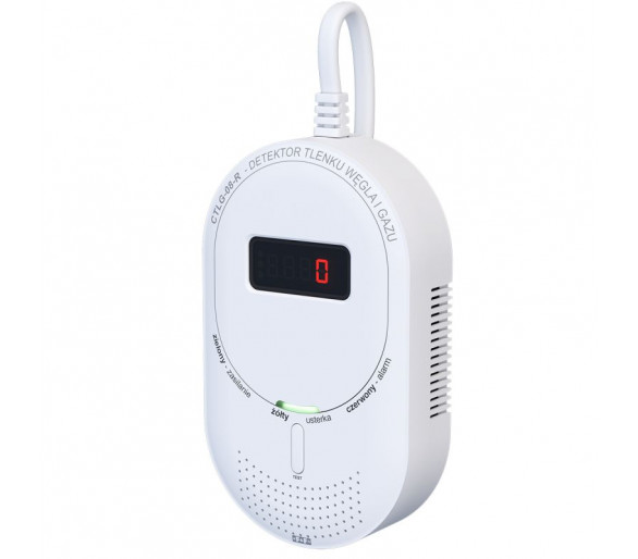 Detektor tlenku węgla i gazu 2w1 KOMUNIKACJA RADIOWA RF 433 MHz CTLG-08-R