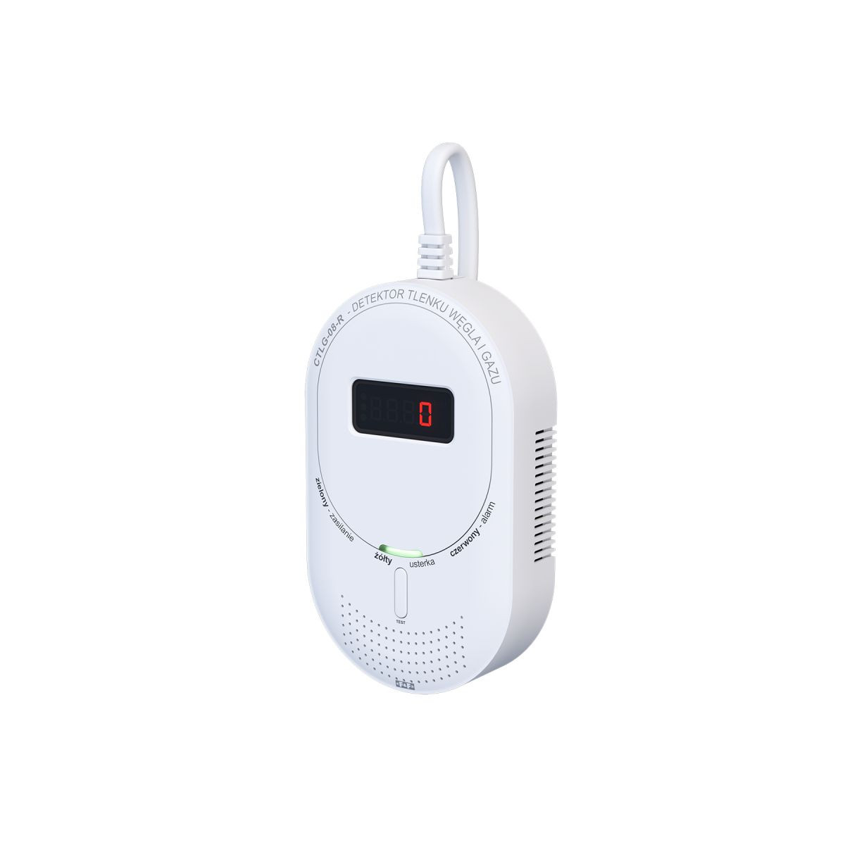 Detektor tlenku węgla i gazu 2w1 KOMUNIKACJA RADIOWA RF 433 MHz CTLG-08-R