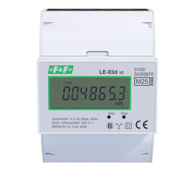 Licznik zużycia energii LE-03d v.2 , MID 100 A F&F