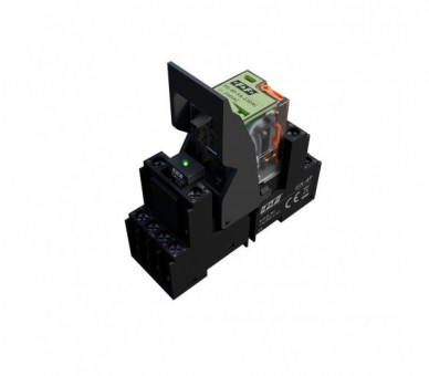 Przekaźnik interfejsowy 4P, zasilanie 230 V DC, 5A, 1S z gniazdem&nbsp;GN-4P + obejma wyrzutnikowa K-GN-4P + moduł przeciwprzepięciowy LED GN-LV-230 F&F GPK-4P-230AC-BL